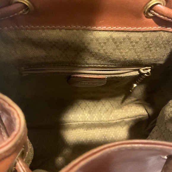 GUCCI Bamboo Handle Cognac Tan Leather Backpack